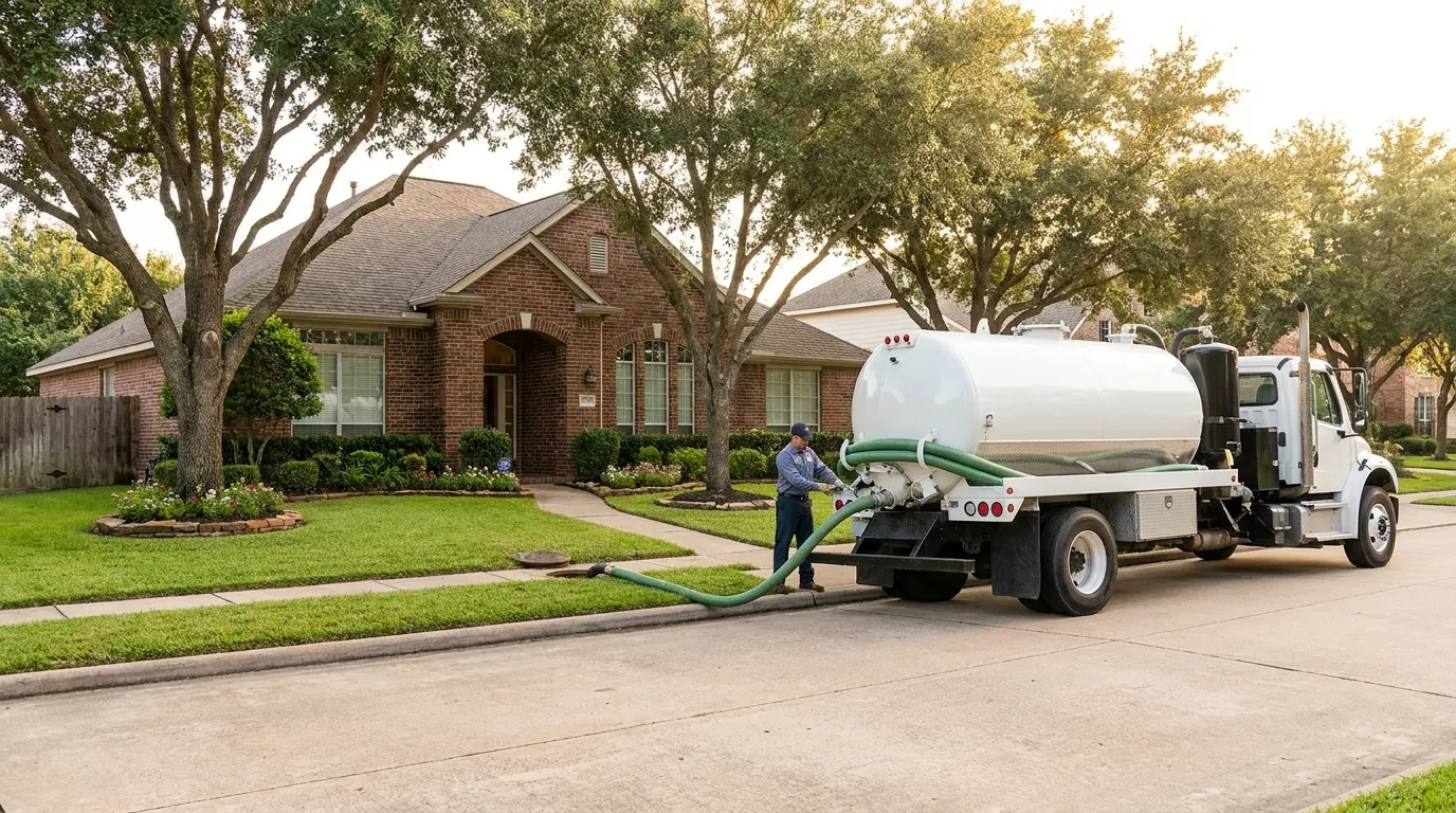 Septic service truck in Alvin, TX